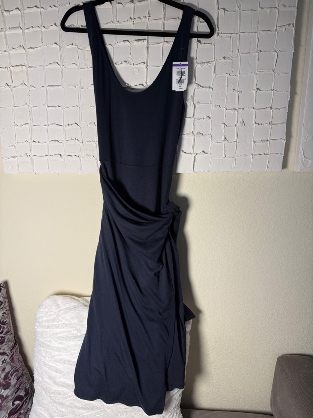 Vince Navy Knot-Side Wrap Midi Dress